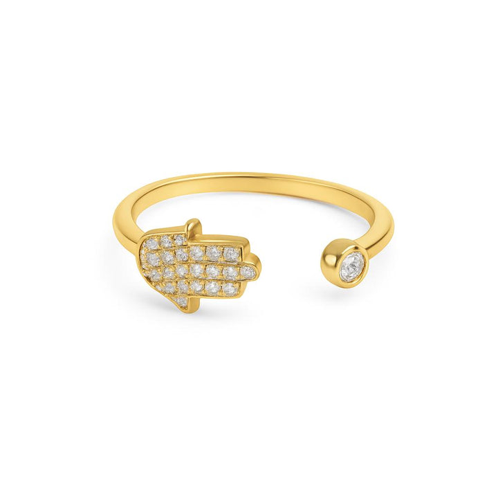 Diamond Hamsa Open Ring