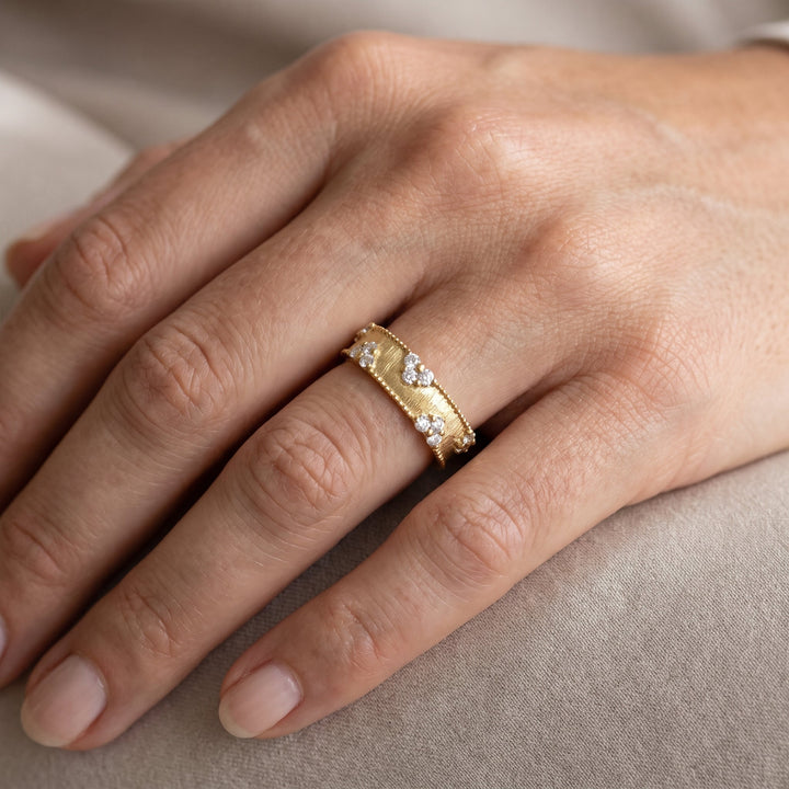 Milgrain Diamond Cluster Band