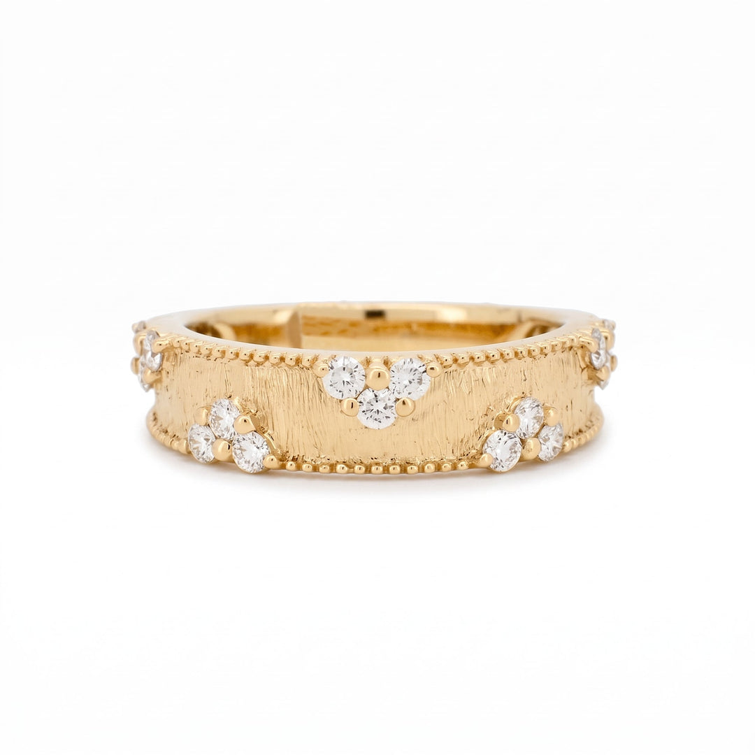Milgrain Diamond Cluster Band