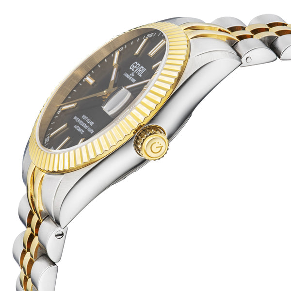 West Village Sellita SW200 Silver/Black,Two toned SS IPYG band | Black Dial