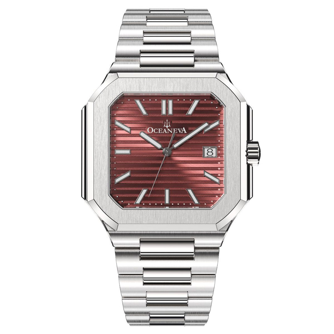 Tenuis Ultra-Thin Automatic Watch – Burgundy/Silver