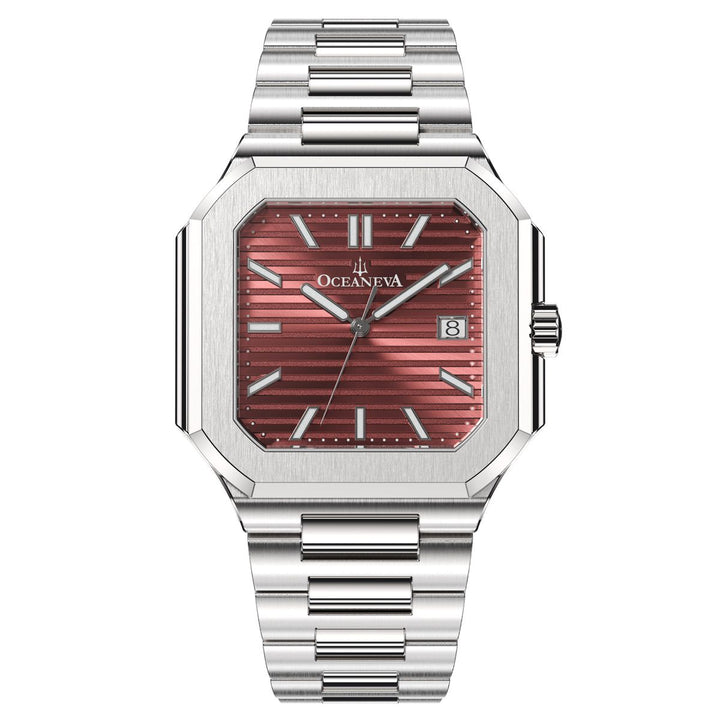 Tenuis Ultra-Thin Automatic Watch – Burgundy/Silver