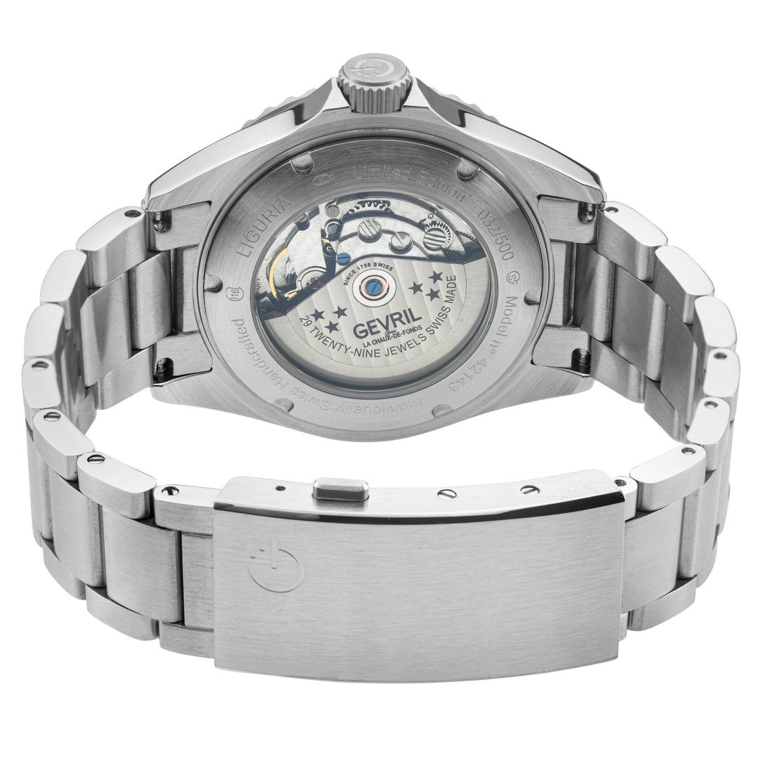 Liguria GV2 by Gevril Swiss Automatic, Blue Dial, Blue Bezel, SS Bracelet | Blue