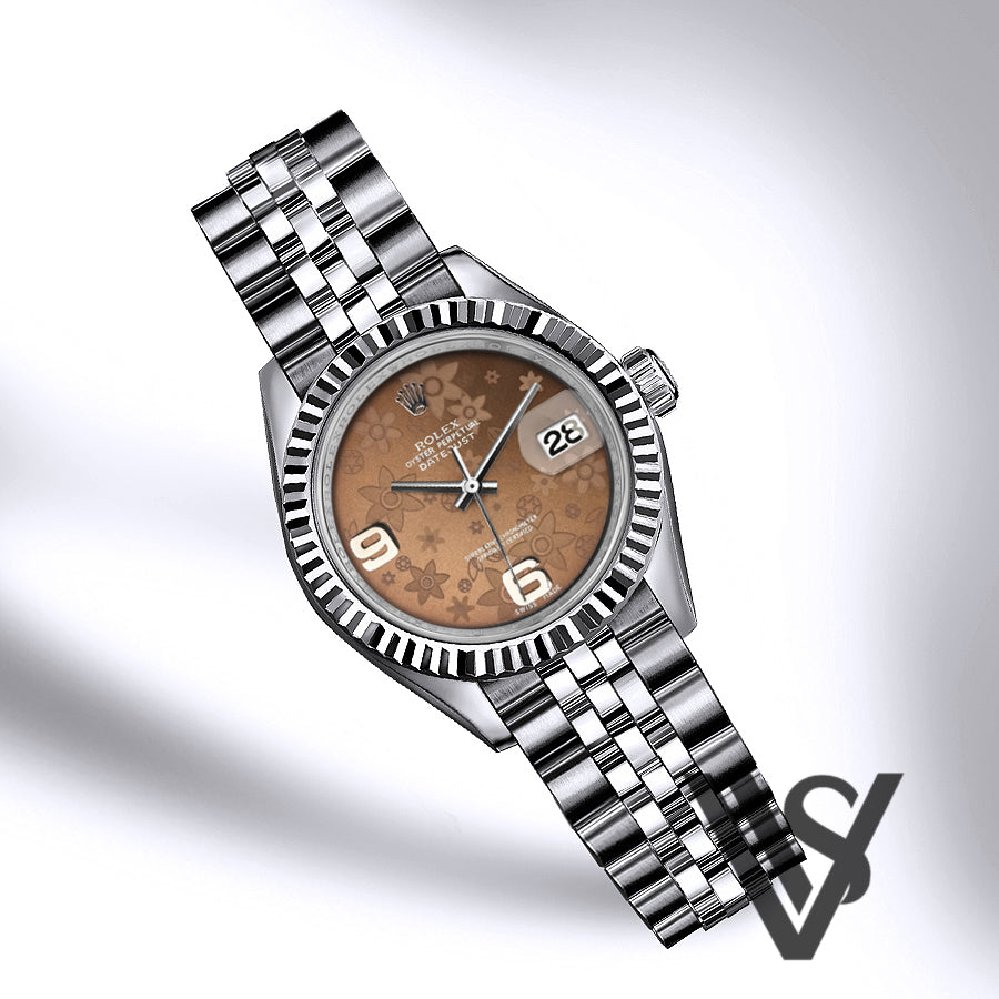 New Rolex - Datejust - 36mm Bronze Floral 6 and 9 Numeral Dial Stainless Steel Jubilee Bracelet