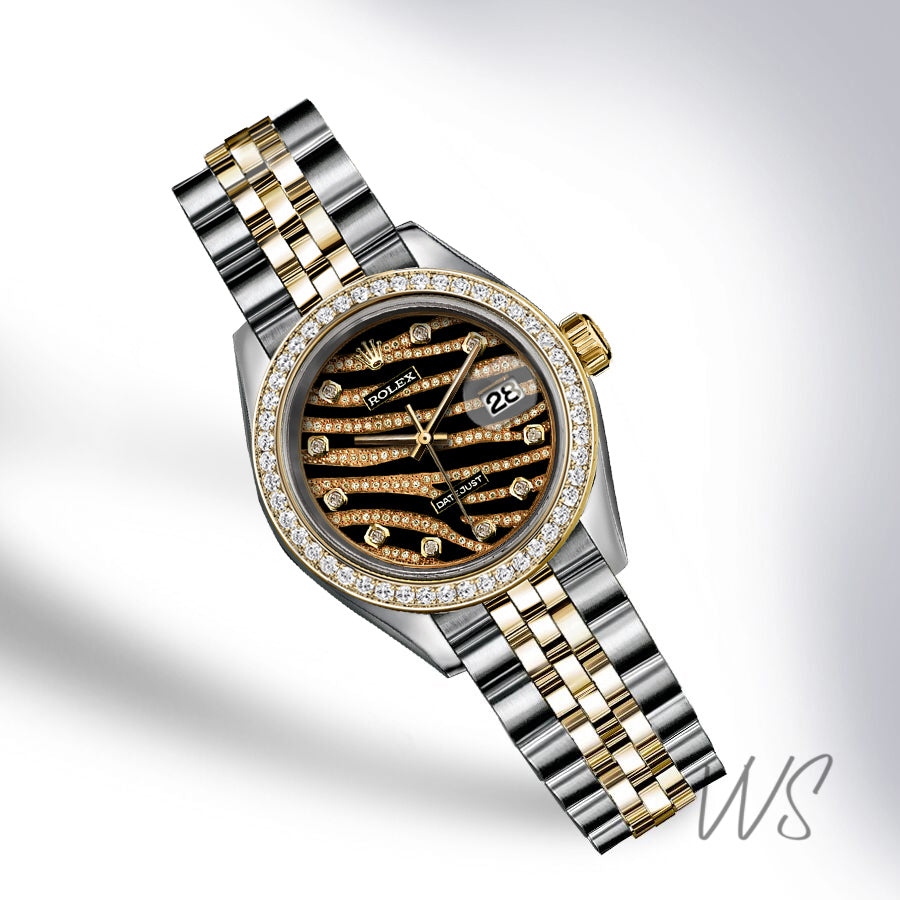 Rolex 31MM TIGER STRIPED DIAL DATEJUST TWO-TONE 18K YELLOW GOLD & STAINLESS STEEL DIAMOND DIAL DIAMOND BEZEL JUBILEE LADIES WATCH PRICE????