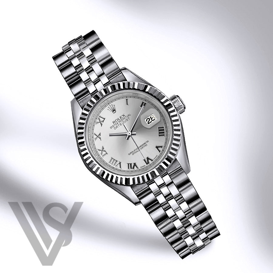 Rolex - Datejust - 36mm Silver Rhodium Roman Dial 18K White Gold Fluted Bezel Stainless Steel Jubilee Bracelet Men's Watch