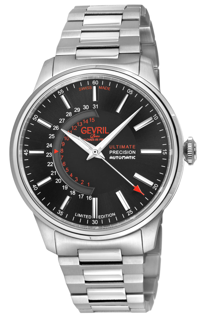 Guggenheim Sellita SW 220 Custom date wheel, SS case, Black dial, SS Bracelet | 