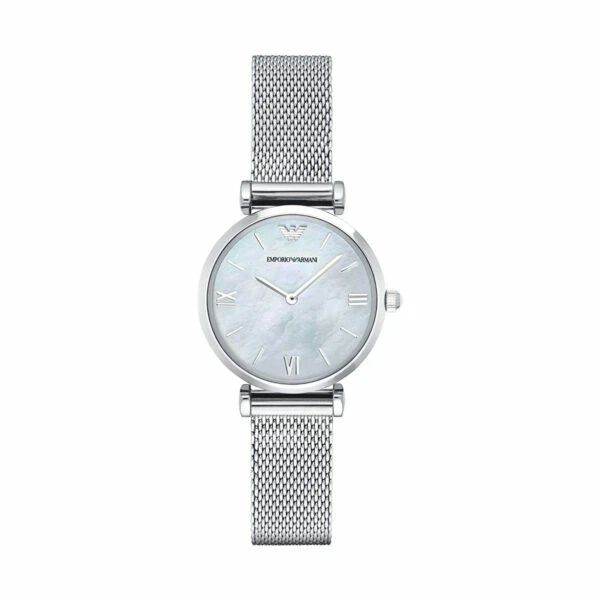 Retro White Mother-Of-Pearl Dial / Stainless Steel Mesh Bracelet Mother-of-Pearl