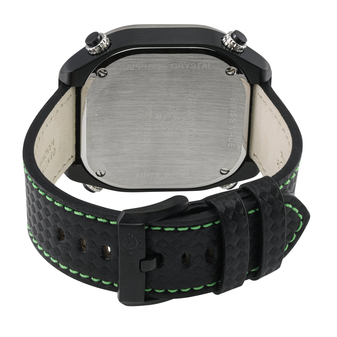 Quattro Zone GV2 Swiss Quartz, 316L Black Case, Silver Bezel, Black dial, Sub Di
