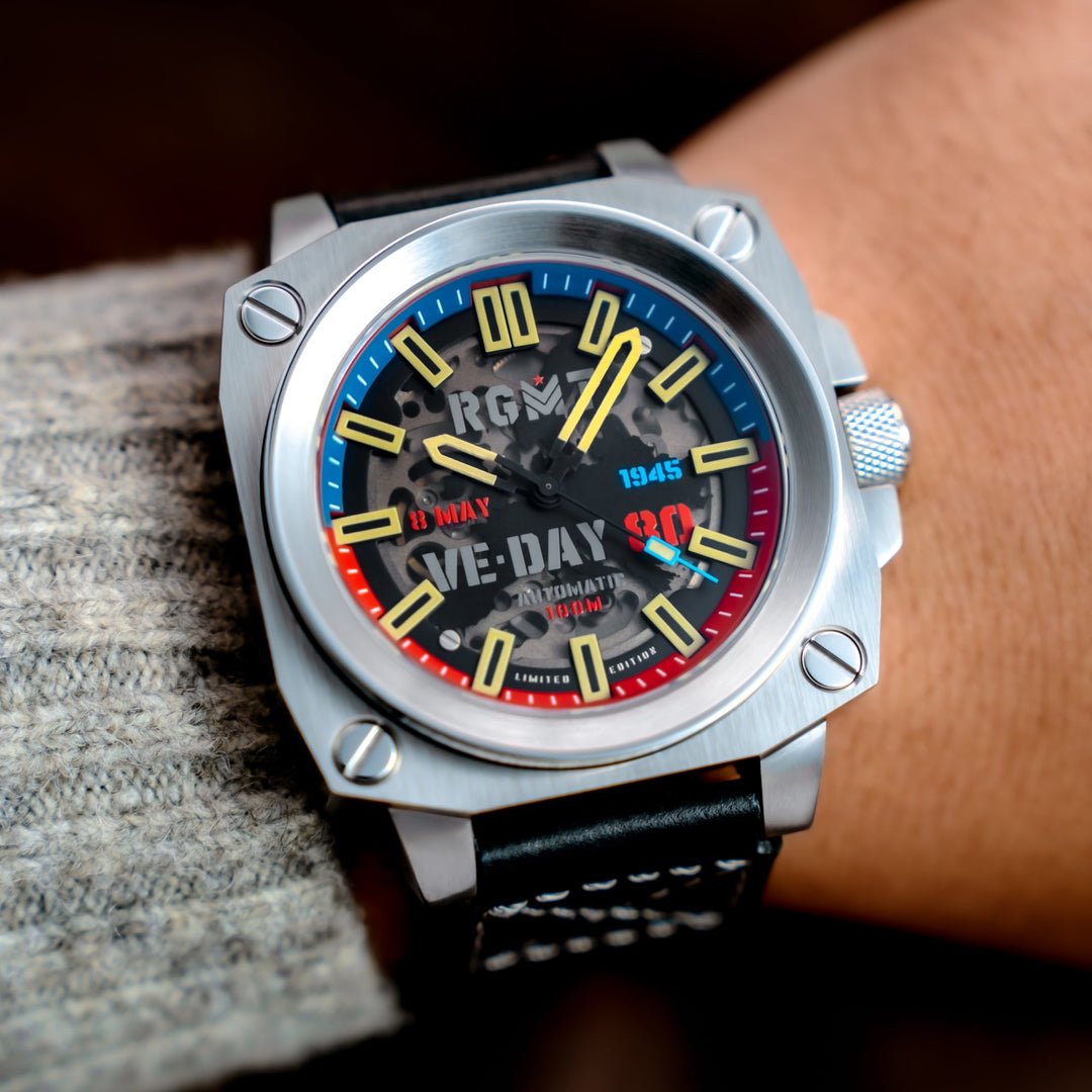 ALTIMETER SKELETON AUTOMATIC VE-DAY 80TH LIMIITED EDITION BLACK / LEATHER | Blac