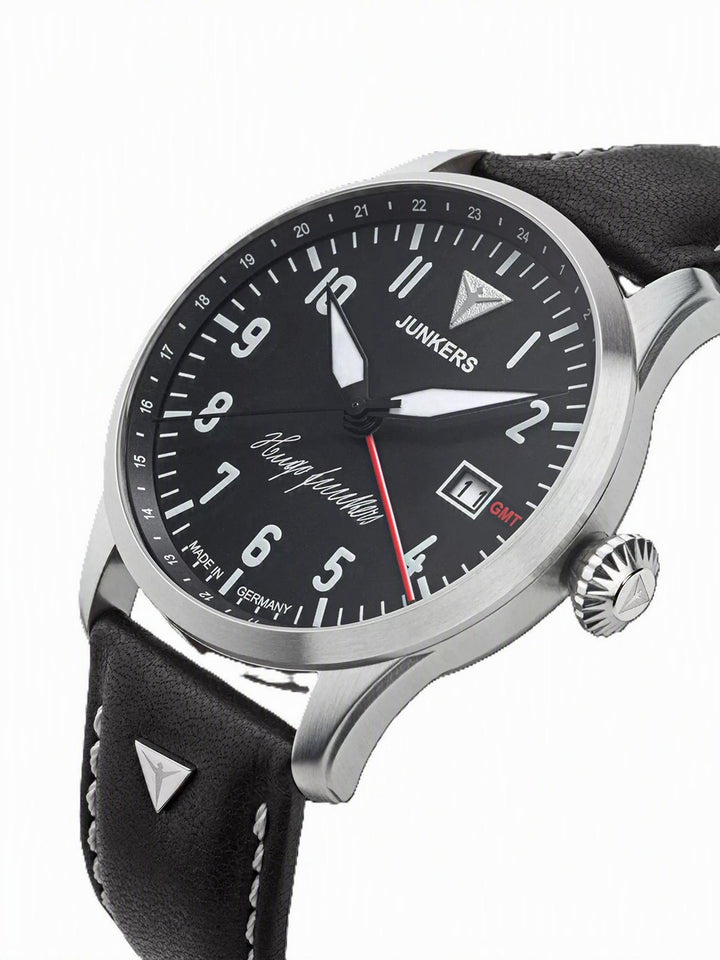 Hugo Junkers GMT Signature Edition GMT Black Dial / Black Leather Strap Black Di