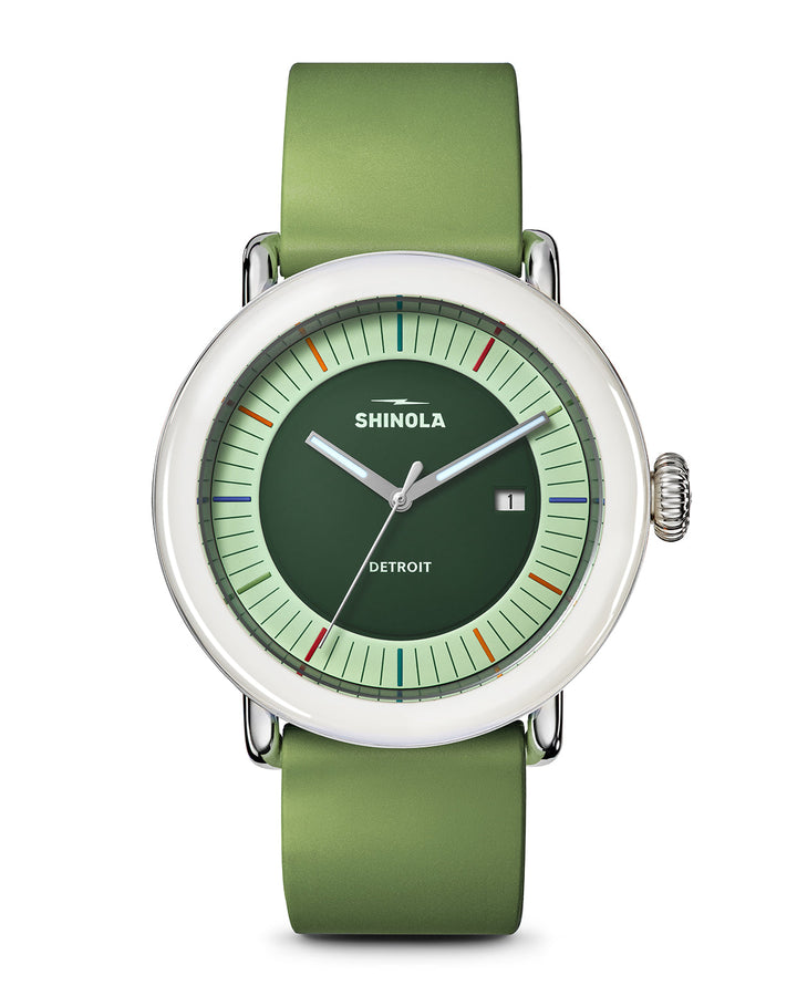 Detrola 3HD 41mm, Light Olive Rubber Strap Deep Olive Deep Olive Dial