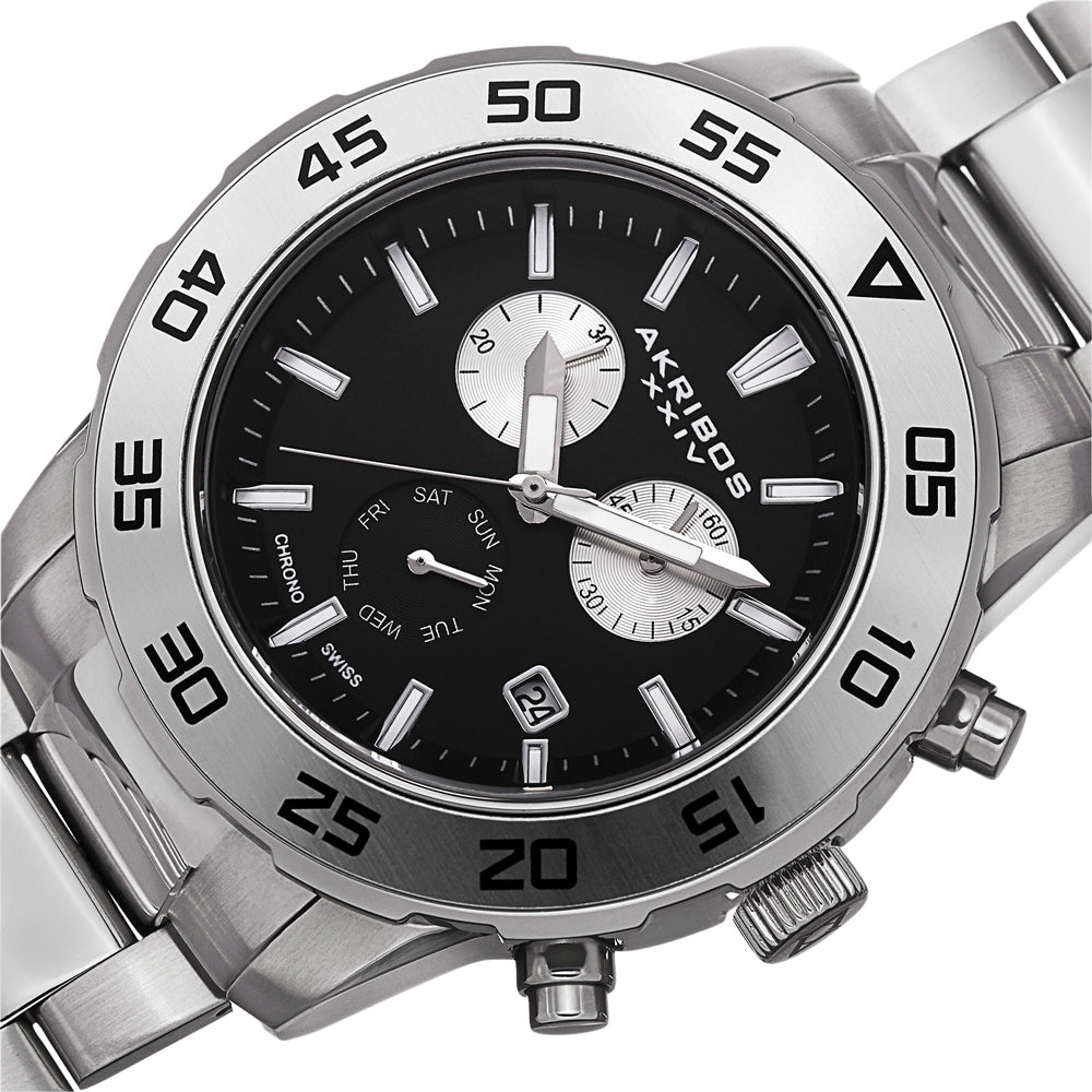 AK669SSB-Casual Silver/Stainless Steel | Black Dial