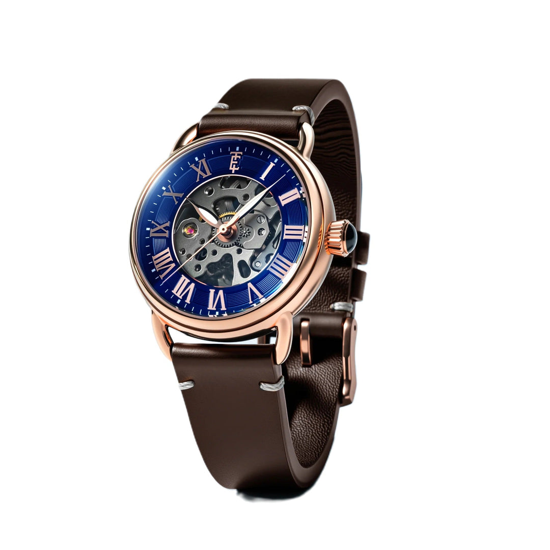 Investigator 40 Azure Blue  / Brown Leather Strap Blue Dial
