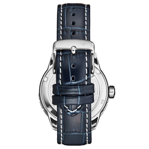 Global Voyager GMT 42mm World Timer Watch Blue/Leather | Black Dial