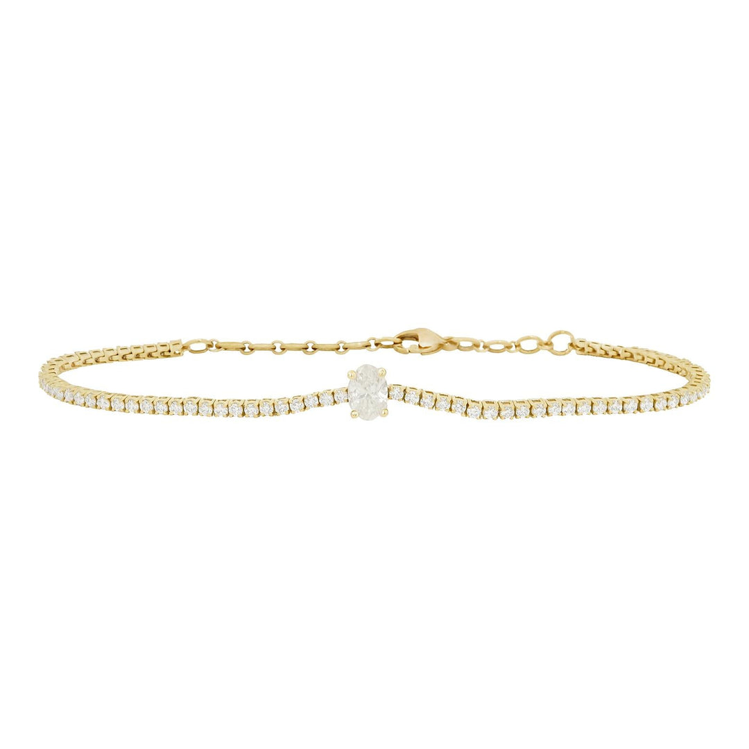 Oval Diamond Center Tennis Bracelet