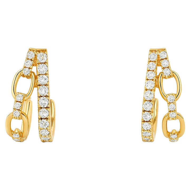 Diamond Chain-Link Double Huggie Earrings