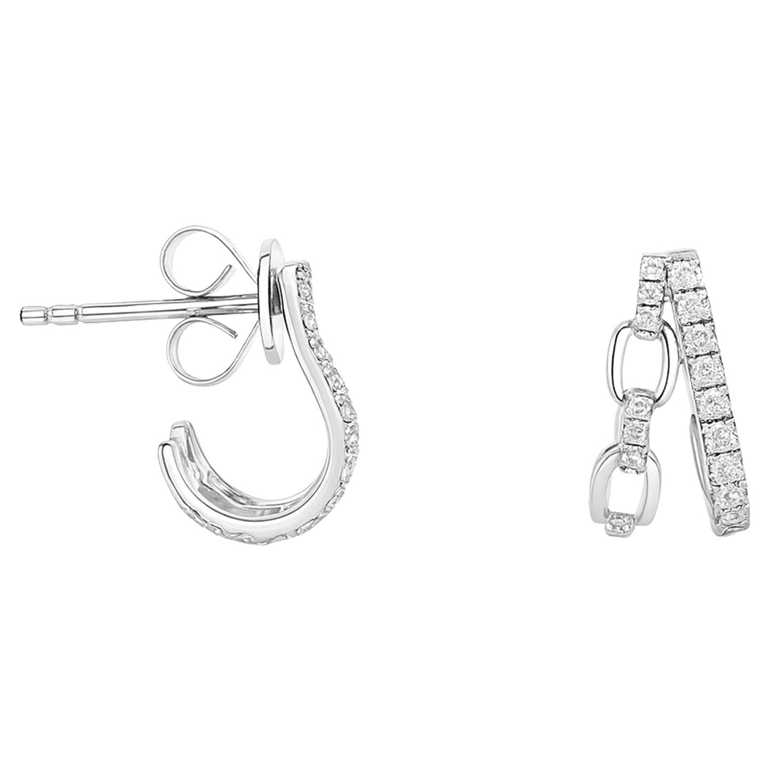 Diamond Chain-Link Double Huggie Earrings