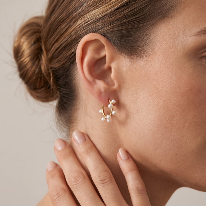 Pearl Half Hoop Earrings