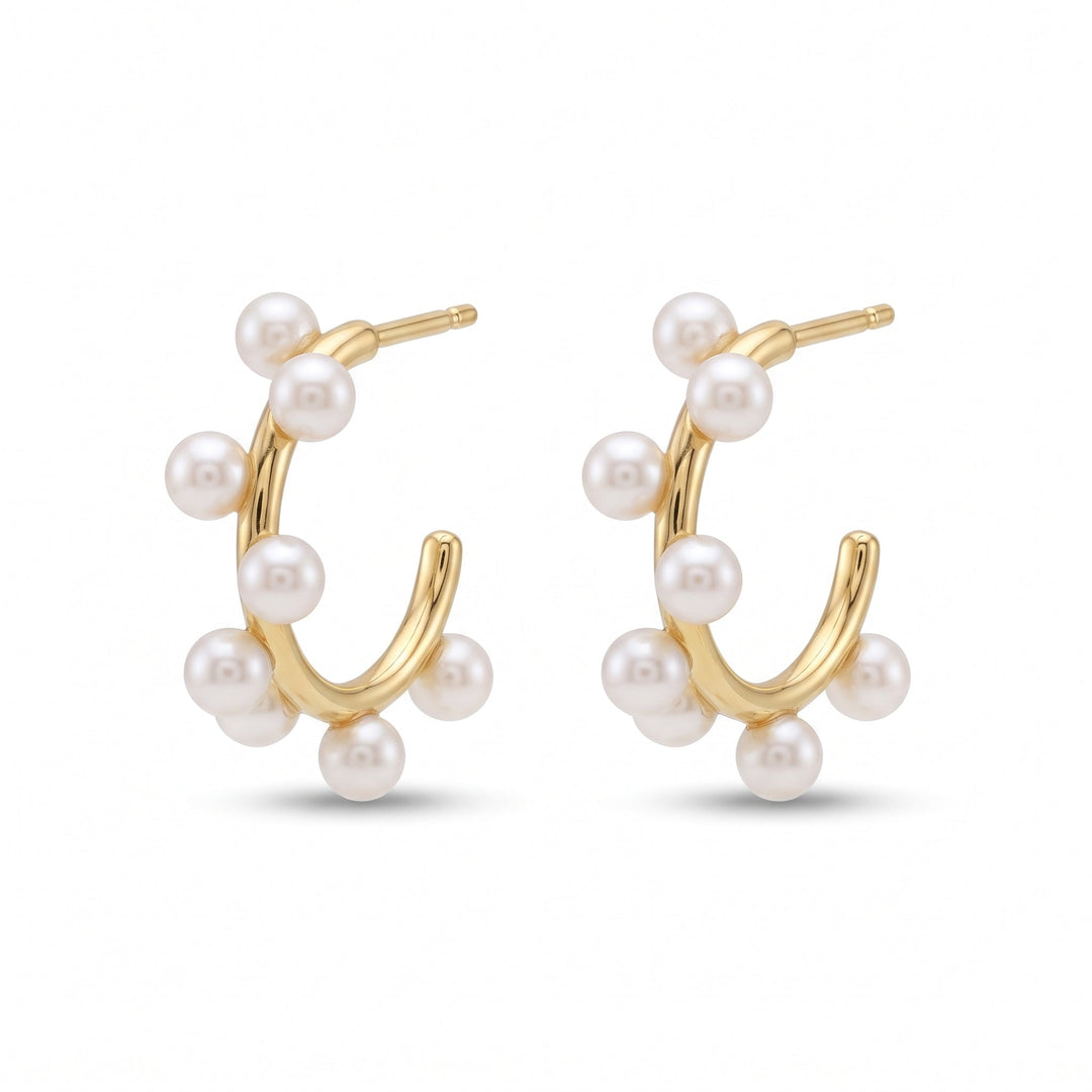 Pearl Half Hoop Earrings
