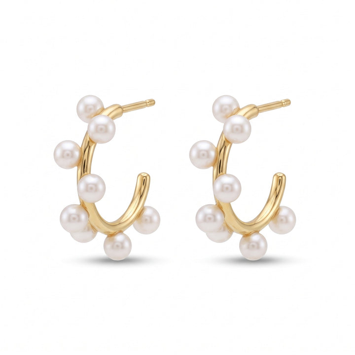 Pearl Half Hoop Earrings