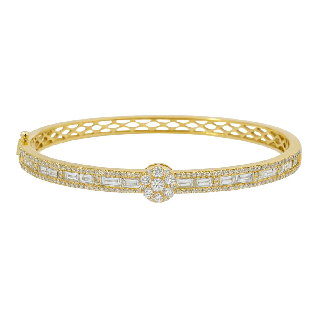 Diamond Baguette Flower Cuff