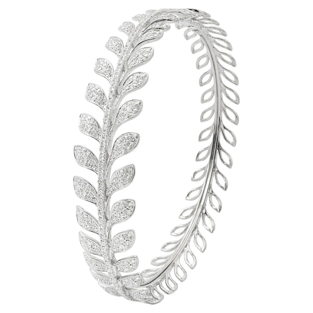 Diamond Leaf Bangle Bracelet