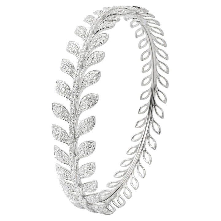 Diamond Leaf Bangle Bracelet