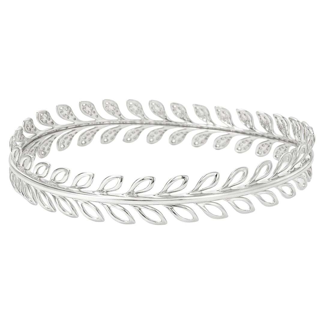 Diamond Leaf Bangle Bracelet