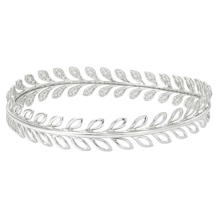 Diamond Leaf Bangle Bracelet