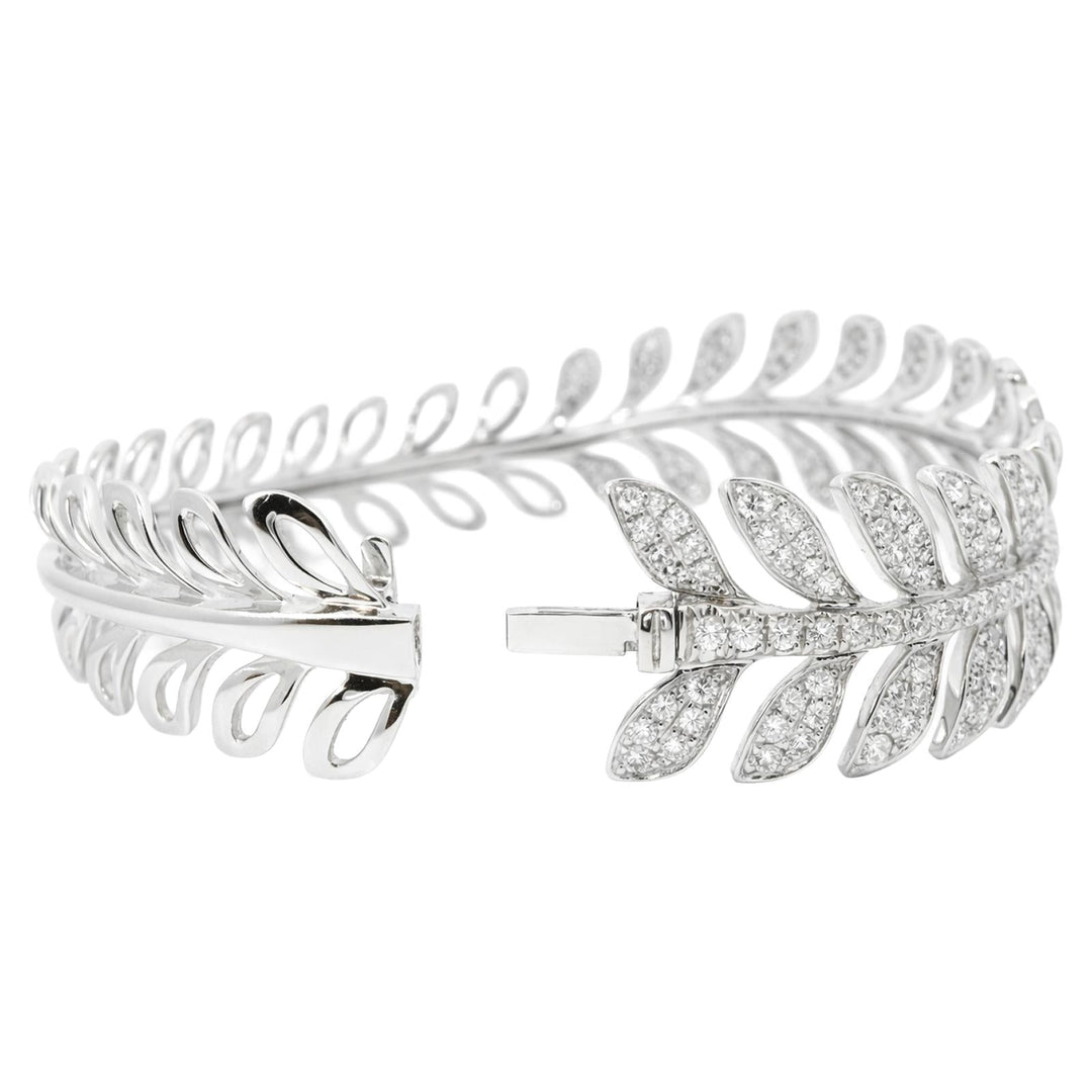 Diamond Leaf Bangle Bracelet