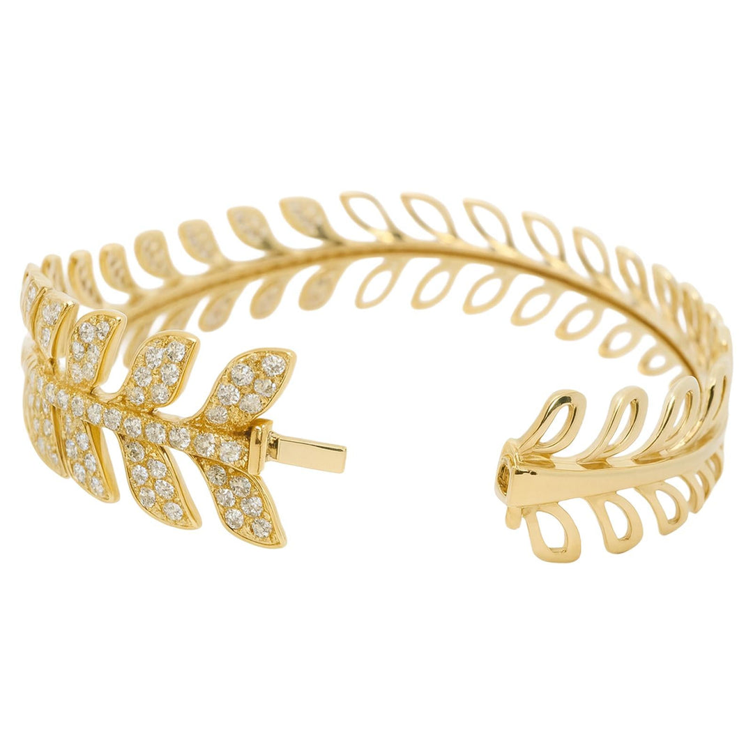 Diamond Leaf Cuff Bracelet