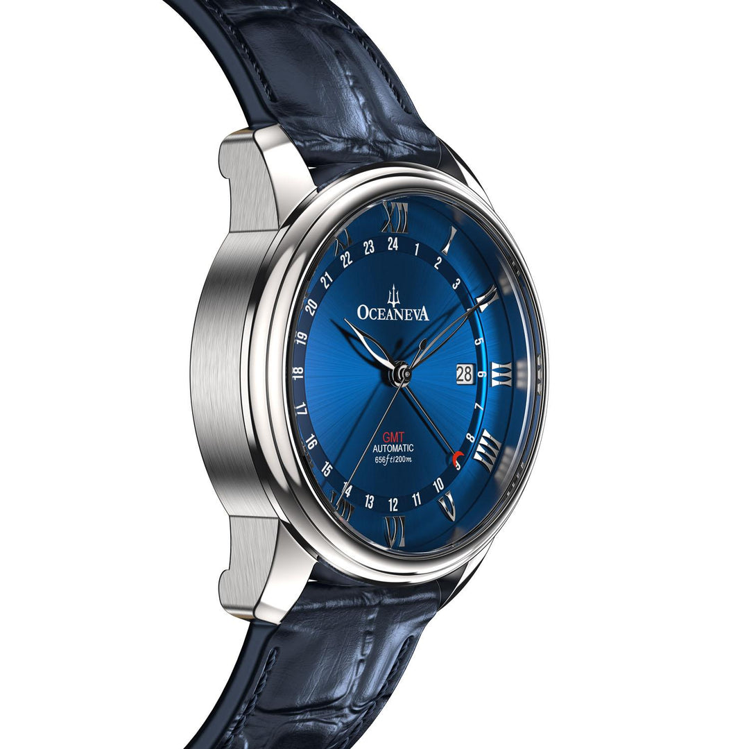 OceanTrek Automatic GMT 200m Silver Bezel |Blue Dial