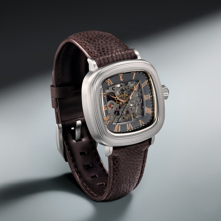 Heritage Chester Skeleton Automatic Grey / Genuine Leather | Grey Dial