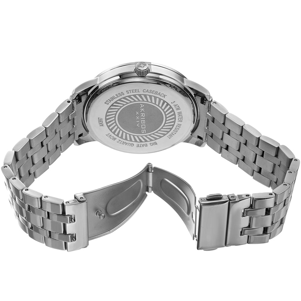 Two Tone Date Stainless Steel Bracelet Watch Silver/Gold | Blue Dial