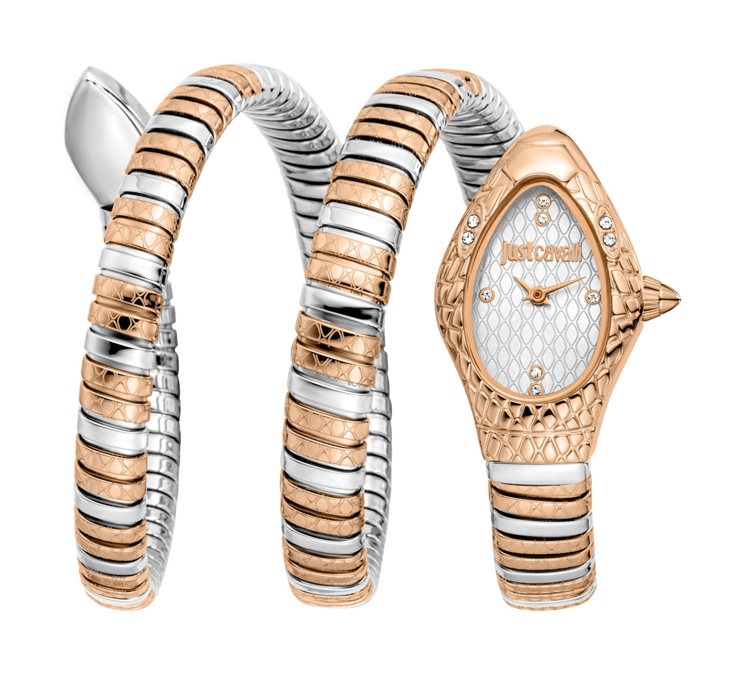 Just Cavalli 20mm / Silver and Rose Gold / Long | Silver Dial