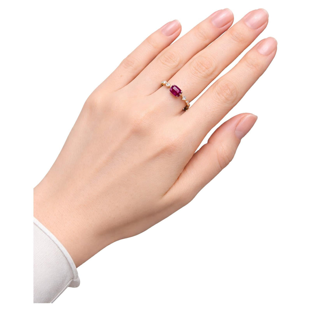 Cushion Cut Ruby & Diamond Twist Band Ring
