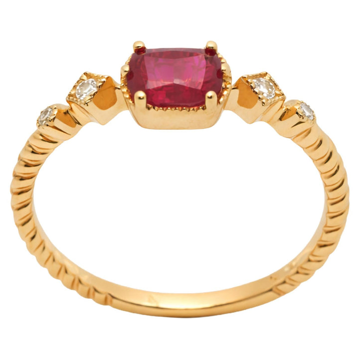 Cushion Cut Ruby & Diamond Twist Band Ring