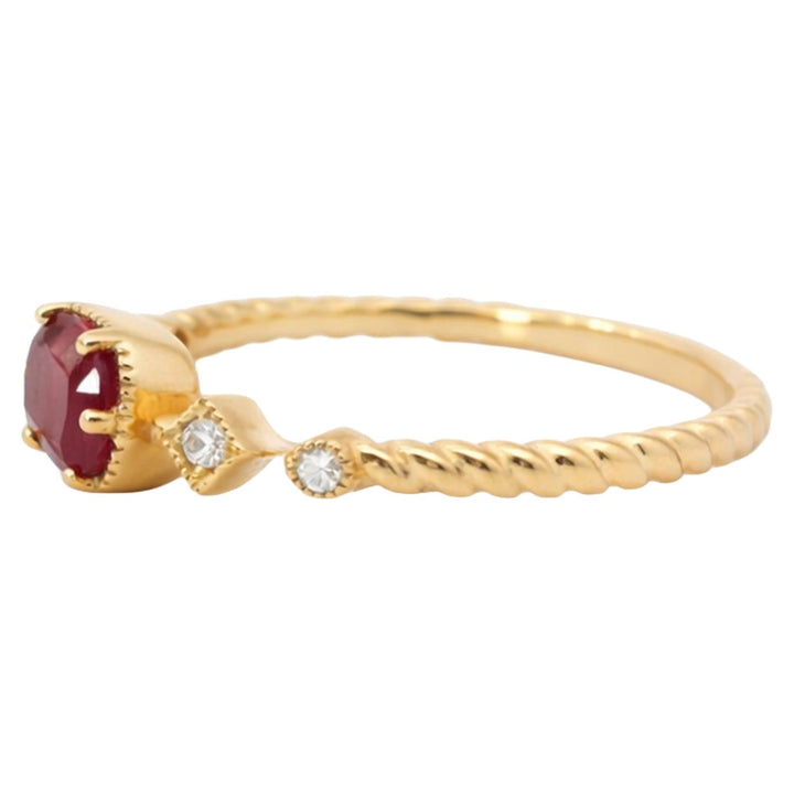 Cushion Cut Ruby & Diamond Twist Band Ring