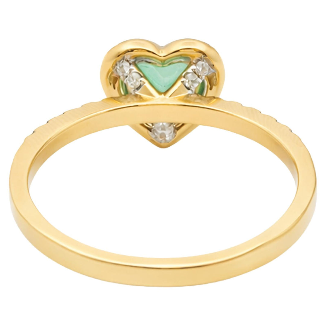 Heart Shape Emerald & Diamond Halo Ring