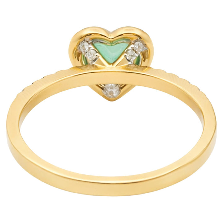 Heart Shape Emerald & Diamond Halo Ring