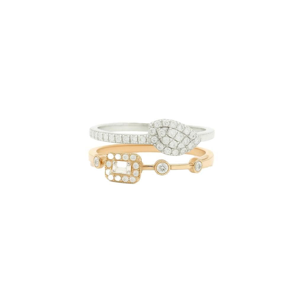 Two-Tone Diamond Pear & Emerald-Cut Ring