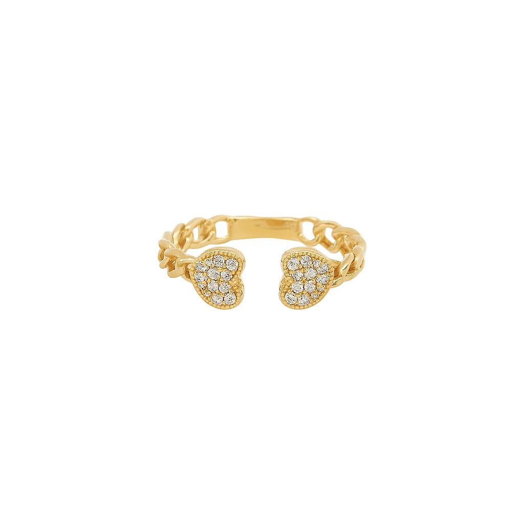 Diamond Heart Open Curb Link Ring