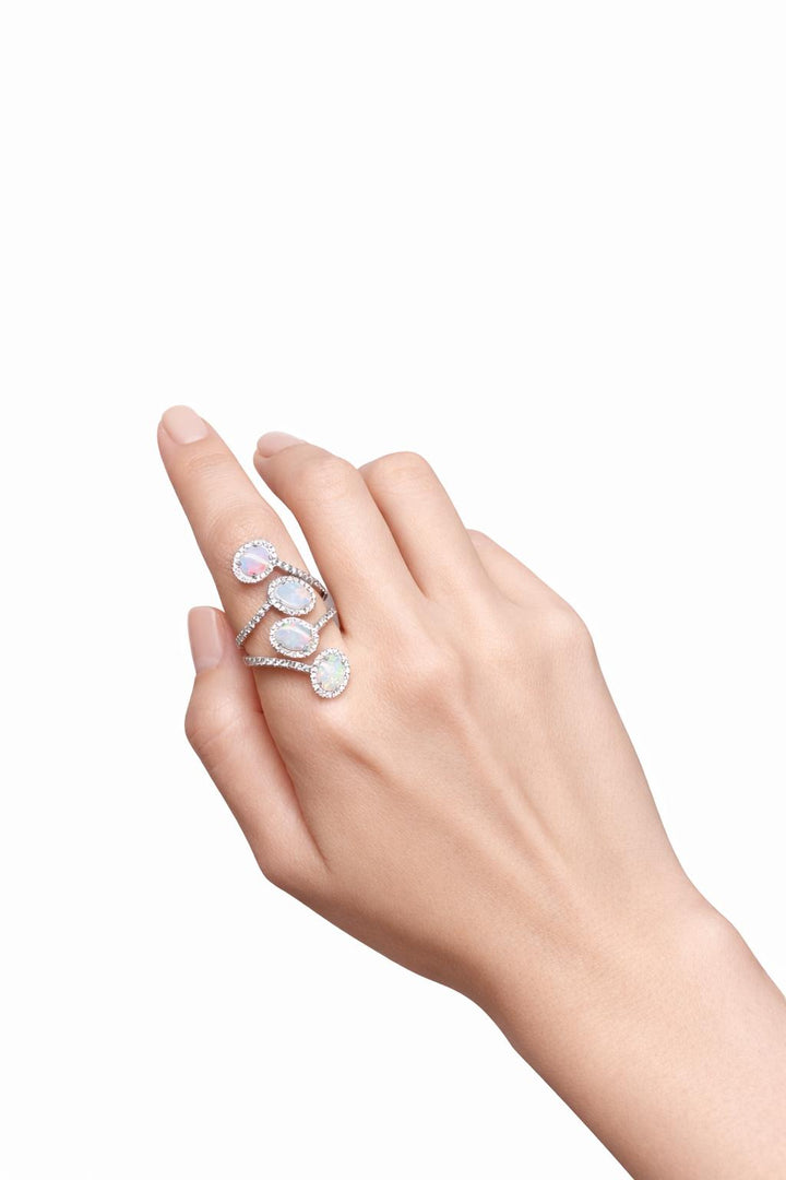 Multi-Oval Opal Diamond Ring