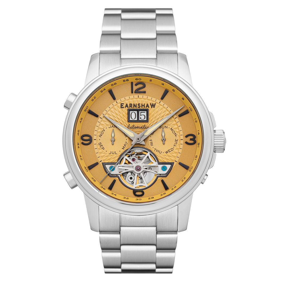 City Of London Marylebone Grand Date Calendar Open Heart Automatic Brown / Stain