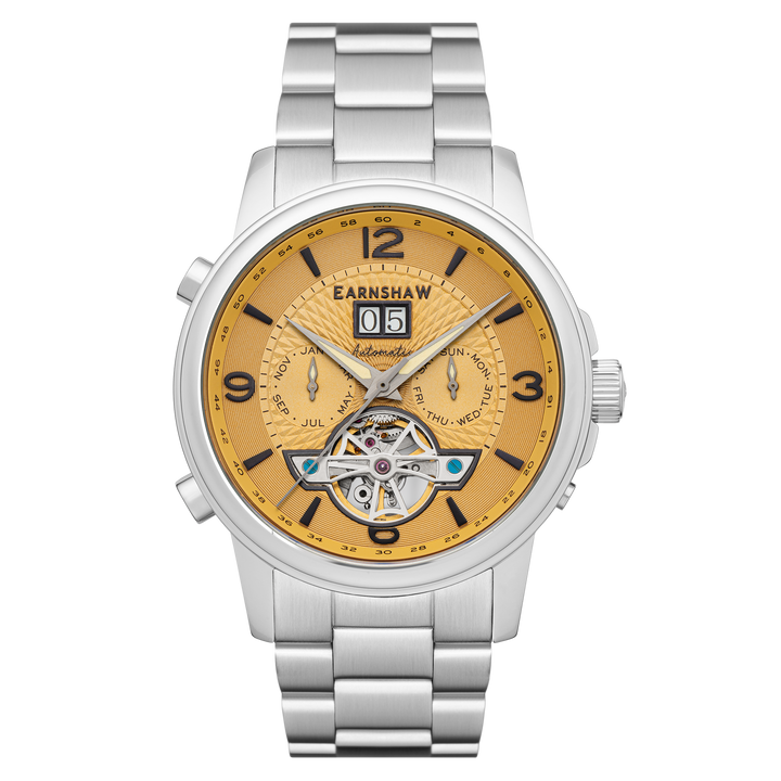 City Of London Marylebone Grand Date Calendar Open Heart Automatic Brown / Stain