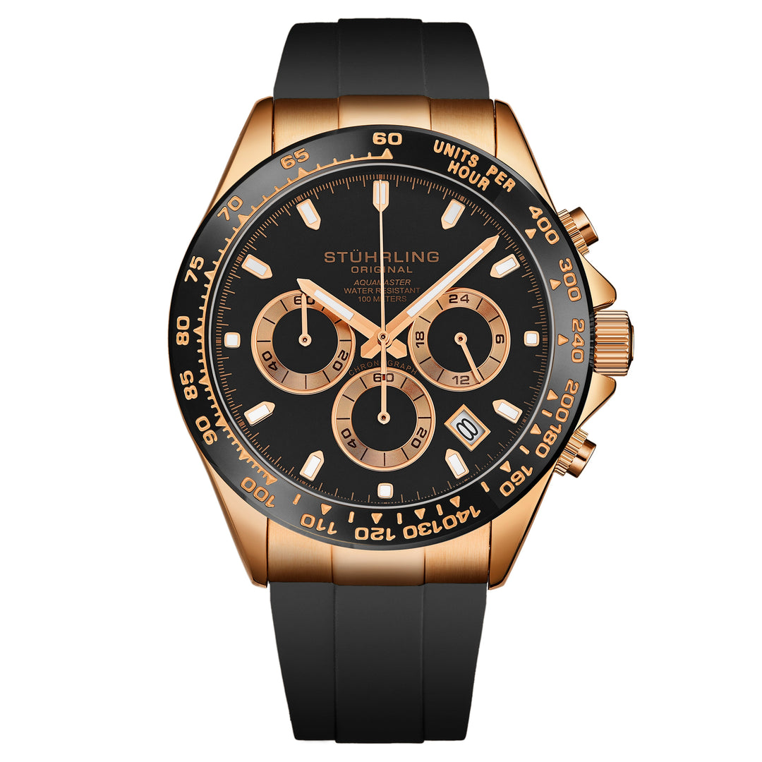 Vanguard Elite Navigator 42mm Chronograph Watch Black/Rose | Black Dial