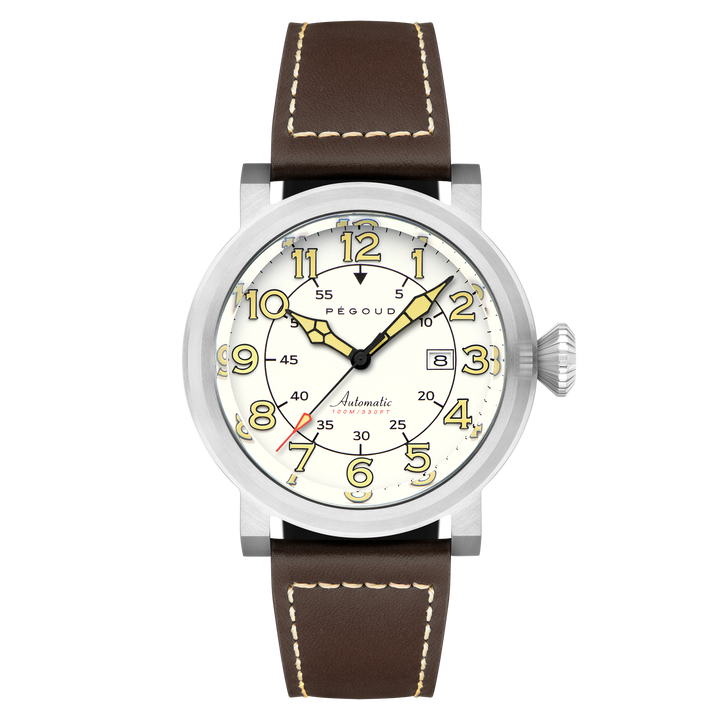 Le Pilote Automatic White / Brown Leather | White Dial