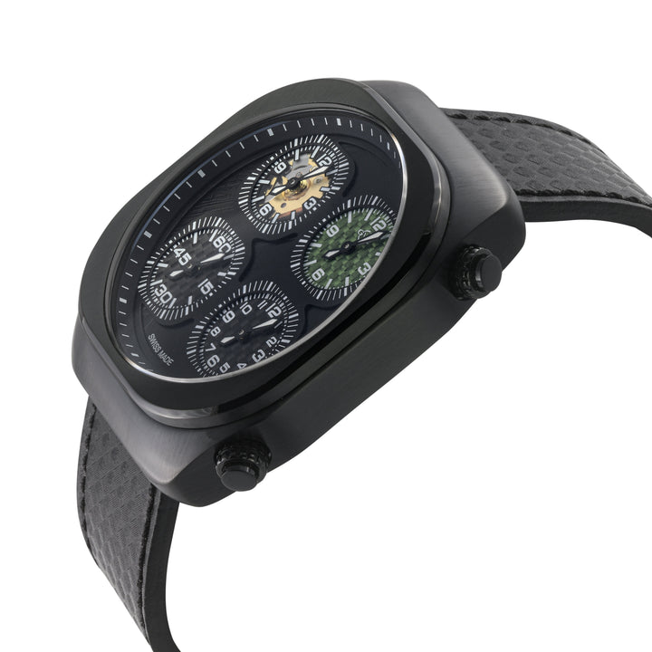Quattro Zone GV2 Swiss Quartz, 316L Black Case, Black Bezel, Black dial, Sub Dia