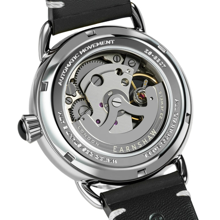 Investigator 40 Matt Silver / Black  Leather Strap Silver Dial